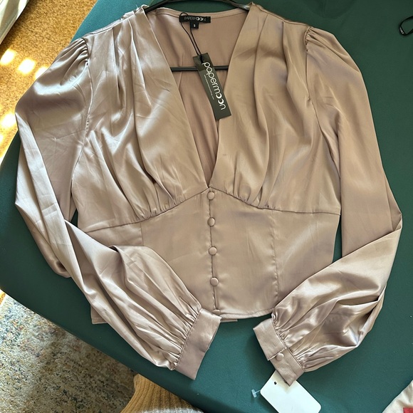 Tops - Bronze Satin Blouse